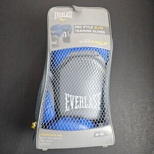 Everlast Men's Blue Pro Style Elite Training Boxing Gloves 16oz EverShield Spar